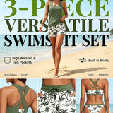 Maren | Ensemble de Tankini-Bikini & Couverture en Trois Pièces