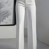 Pantalon taille haute pour femmes avec taille élastique