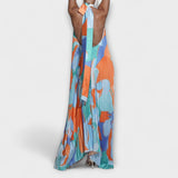 Vida - Élégante Robe Midi Dos Nu à Bretelles Plissée