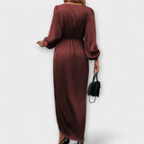 Nora - Robe fluide en chocolat