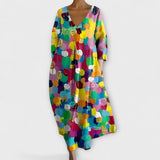Corinne | Robe longue à imprimé artistique