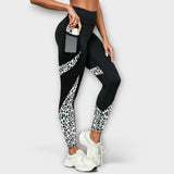 Pantalon de sport taille haute avec motif léopard