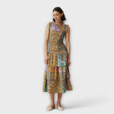 Robe midi botanique multicolore