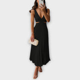 Robe de soirée midi élégante avec plissé