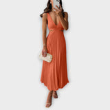 Robe de soirée midi élégante avec plissé