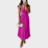 Robe de soirée midi élégante avec plissé