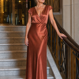 Samouse | Robe maxi avec haut croisé et manches courtes
