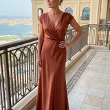 Samouse | Robe maxi avec haut croisé et manches courtes