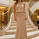 Nopal | Robe midi sans manches avec col drapé