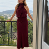 Nopal | Robe midi sans manches avec col drapé