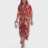 Cleo – Robe midi dolman avec imprimé brésilien