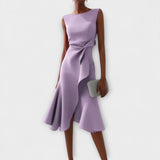 Juliette – Robe midi asymétrique drapée