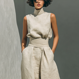 Ensemble Blouse Sans Manches et Pantalon Ample pour Femmes