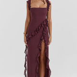 Amira Long Dress – Dark Plum