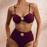 Linda | Bikini Taille Haute avec Détail Coquillage