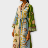 Jule - Robe midi en twill imprimé avec ceinture