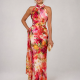 Elisabetta | Robe Maxi à Col Halter avec Motif Floral