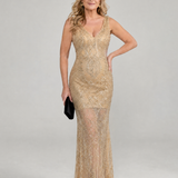 Sirea | Robe midi transparente sans manches avec paillettes