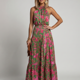 Rowen | Robe midi drapée à col halter