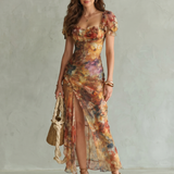 Ciel | Robe Midi à Volants et Fente