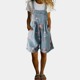 Micheline | Salopette courte en denim fleuri