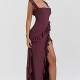 Amira Long Dress – Dark Plum