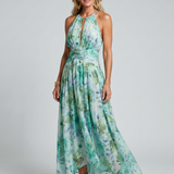 Portia | Robe midi à fleurs en soft avec bretelles croisées