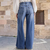 Jeans larges à taille haute rétro pour femmes
