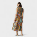 Robe midi botanique multicolore