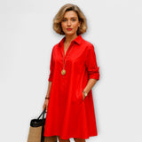 Robe chemise moderne avec col et manches trois-quarts