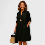 Robe chemise moderne avec col et manches trois-quarts