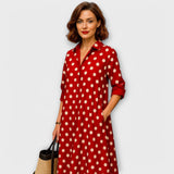 Robe chemise moderne avec col et manches trois-quarts