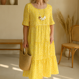 Noémie™ — Robe midi fluide élégante naturelle