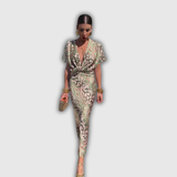 Isabelle | Robe midi drapée imprimé animalier