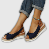 Valeria | Sandales à talon compensé en espadrille avec lanières