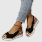 Valeria | Sandales à talon compensé en espadrille avec lanières