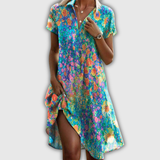Fabienne | Robe midi fluide à col chemise