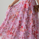 Nori | Robe Maxi Fleurie à Encolure Halter avec Volants