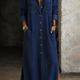 Sylvie | Robe longue en jean à boutons