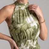 Olivia | Robe midi avec taille froncée et imprimé abstrait