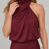 Nopal | Robe midi sans manches avec col drapé