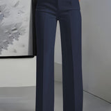 Pantalon taille haute pour femmes avec taille élastique