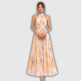 Véronique | Robe maxi à dos nu imprimée