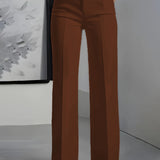 Pantalon taille haute pour femmes avec taille élastique