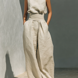 Ensemble Blouse Sans Manches et Pantalon Ample pour Femmes