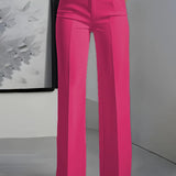Pantalon taille haute pour femmes avec taille élastique