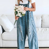 Thessa™ - Salopette en denim délavé
