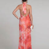 Coraline | Robe Maxi à Dos Nu avec Imprimé