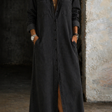 Sylvie | Robe longue en jean à boutons