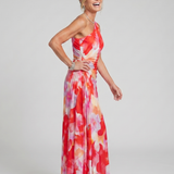 Taya | Robe midi avec haut plissé sur un côté